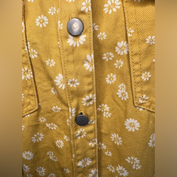 Polagram medium cotton yellow and white flower button up barn jacket - Picture 5 of 15
